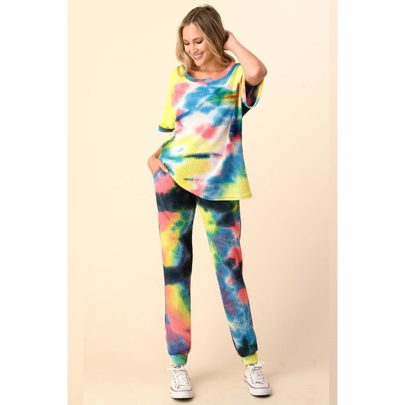 Blumin  Rainbow Tie Dye Jogger Set - Picture 6 of 7